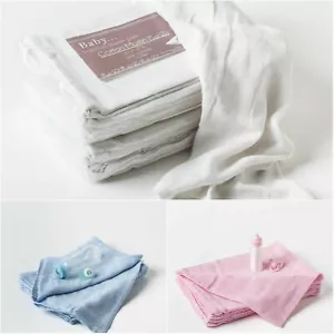 10x White Muslin Squares 100% Cotton Baby Muslins Cloths 70cm Nappy Inserts Bibs - Picture 1 of 9