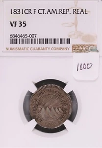 1831-CR F Guatemala Central American Rep 1 Real Silver Coin NGC VF-35 - Picture 1 of 2