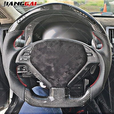 Volante LED de cuero perforado de fibra de carbono para INFINITI G37X G37 08-13 Foto 1 de 4
