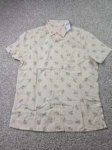 American Eagle Shirt Mens Medium NWT Tan With Palm Trees & Sun Hawaiian Beach - Picture 1 of 13