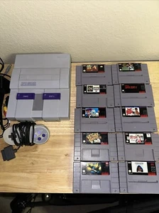 Super NES Nintendo with 13 games **** All Working, Yoshis Isl ,Turtles IV , MM X - Picture 1 of 7