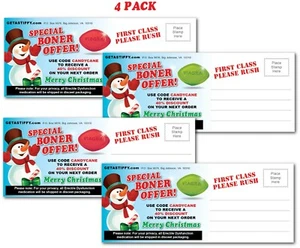 4 Weihnachten Erwachsene STREICH Postkarten Karte LUSTIGER Witz Rache Knebel Geschenk Neuheit - Bild 1 von 2