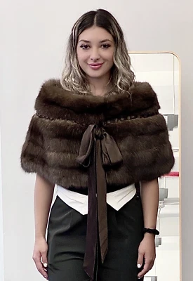 PONCHO DE PIEL DE SABLE RUSO J. MENDEL BARGUZIN CAPA ENVOLVENTE 4 ABRIGO CHAQUETA $30K Foto 1 de 4