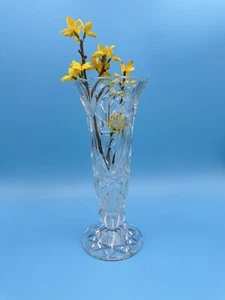 High Quality Hand Cut Clear Crystal Footed Vase Star of David (10”H) Heavy - Picture 1 of 17