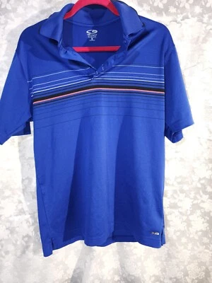 Champions Mens Golf Blue Striped Polo Shirt Pre-Owned - Image 1 of 4