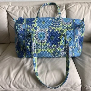 Vera Bradley Large Traveler Duffle Bag Green & Blue Floral Pattern  - Picture 1 of 9