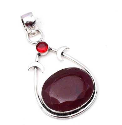Ruby Pendant Gemstone 925 Sterling Silver Handmade Jewelry Pendant 2.05" - Image 1 of 4