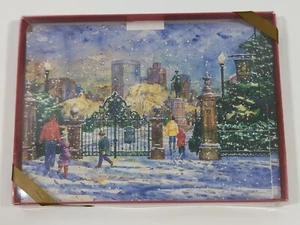 Tarjetas de vacaciones Garden Gate Snowfall Navidad ~ Boston Townhouse Press ~ Rebek - Imagen 1 de 11