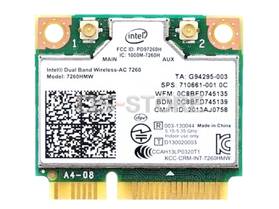 Intel Wireless-AC 7260 7260HMW 802.11AC Dual Band BT4.0 PCI-E Mini Wifi Card - Bild 1 von 1