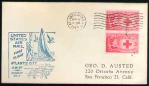 US. 967. Atlantic City, NJ nach Washington, D.C. Air Erstflug. Arp, 11. 1949 - Bild 1 von 2