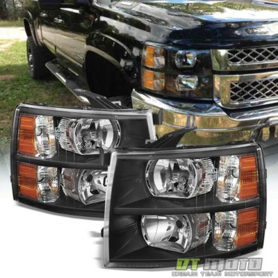 Faros delanteros negros para Chevy Silverado 1500 2500 3500 2007-2013 08 09 10 11 Foto 1 de 4