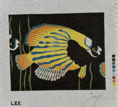 Raro Lee Tropical Fish pintado a mano lona punta de aguja malla de 13 quilates 8,5 x 10,25 Leigh Foto 1 de 3