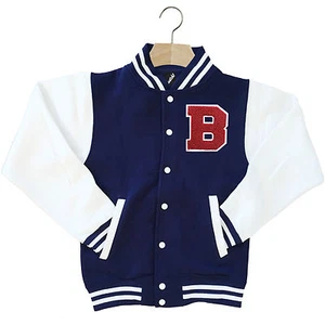 VARSITY BASEBALL JACKET UNISEX PERSONALISED WITH GENUINE US COLLEGE LETTER B - Picture 1 of 2