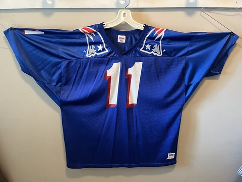 Vintage Wilson Jersey New England Patriots Drew Bledsoe NFL Mens XXL Blue USA Cover