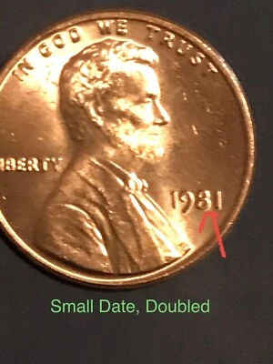 1981 Lincoln Memorial US Small Cent ,Sm Date *AU* Hub Doubling, Dbl Die Breaks - Image 1 of 4