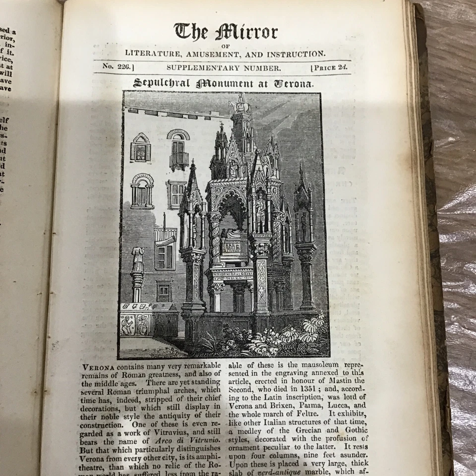 Antique Print - 1826 - Sepulchral Monument At Verona - image 1 of 1