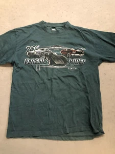 Chevrolet Shirt Men's Large 70's Classic Rides Green Cotton Tee Cars - Picture 1 of 4