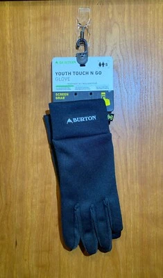 Burton Youth Touch N Go Liner Gloves Size S Unisex True Black Screen Grab Winter - Image 1 of 4