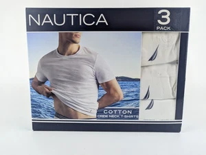 Nautica Cotton Crew Neck T-Shirts 3 Pack White Men's Size Medium NIB - Picture 1 of 4