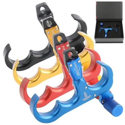 Archery Bow Release Aids 3 Finger Thumb Trigger 360° Compound Hunting Grip RH LH - Image 1 of 4