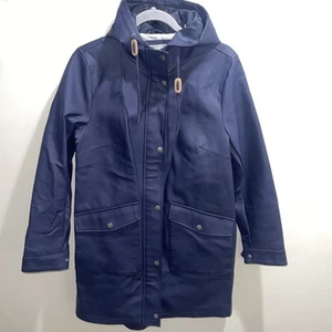 Levis Gummi Regen Parka Jacke Mantel dunkelblau Kapuze Druckknopf Reißverschluss M - Bild 1 von 17