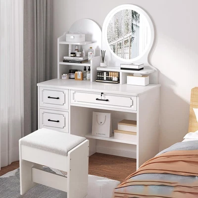 Dressing Table,Modern Minimalist Dressing Table for Bedroom with LED Mirror and  - Image 1 of 4