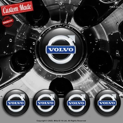 Juego de 4 calcomanías adhesivas de tapacubos centrales de silicona de gel 3D Volvo Foto 1 de 3