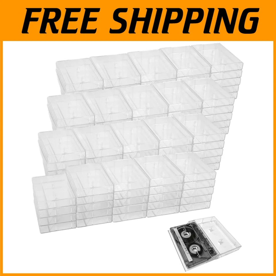 Clear Plastic Storage Cases for Cassette Tapes - 100 Pack - Image 1 of 4