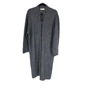 Lord & Taylor Womens Sz XL 100% Wool Calf Length Zip Up Jacket Charcoal Gray - Picture 1 of 6