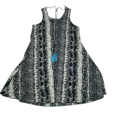 Judith March Snake Print Maxi Dress Embroidered Yoke Size Medium - Image 1 of 4