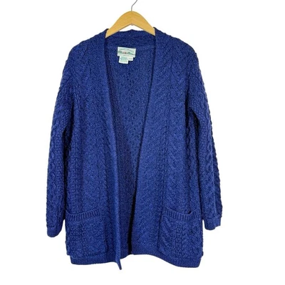 Aran Crafts 100% 美利奴羊毛开襟开衫毛衣蓝色 XXSP A472425 — 第 1/4 张图片