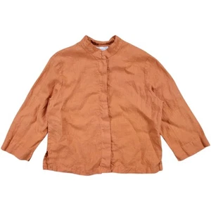 Bryn Walker Leinen Shirt Damen klein orange Knopfleiste 3/4 Arm Lagenlook Oberteil - Bild 1 von 8