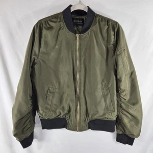 Chaqueta Bomber Clásica Colección INSO Mujer L Verde Ejército Forrada Cremalleras Doradas - Imagen 1 de 12