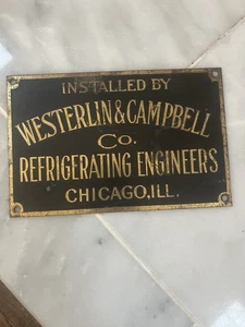 Letrero placa antigua publicidad latón refrigeración - Imagen 1 de 7