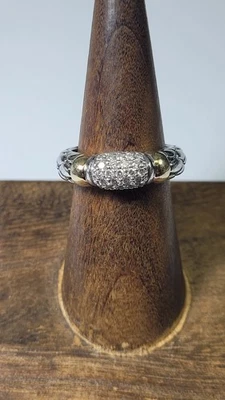 Anillo Effy de plata de ley .925 y diamantes de oro de 18 quilates tamaño 7,25 Foto 1 de 4