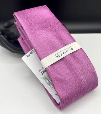 PERRY ELLIS Portfolio Men's 100% Polyester Tie ~ Orchid ~ Holtan Solid - Image 1 of 3