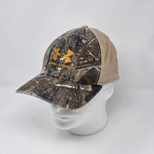 Under Armour 4 Way Stretch Hat Beige Cap Camo Front Men's Size Large Gold Logo - Picture 1 of 8