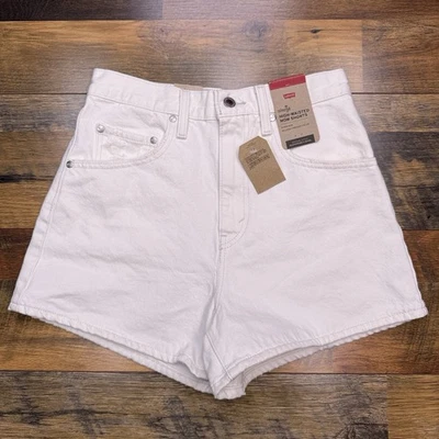 Levis Silver Tab Mom Shorts Womens 27 White High Rise New - Image 1 of 4
