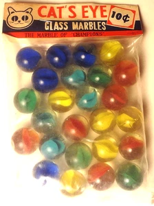 NOS c1955 VIDRIO JAPÓN -- OJO DE GATO -- 10 céntimos - BOLSA 25 CANICAS - MEZCLADO (1 de 14) - Imagen 1 de 4