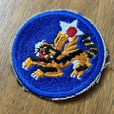 ORIGINAL WWII US 14TH AIR FORCE FLYING TIGERS AAF SLEEVE INSIGNIA PATCH - Image 1 of 4