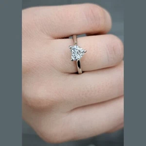 IGI, 1CT D/VS Lab-Grown Heart Shape Diamond Solitaire Engagement Ring - Platinum - Picture 1 of 17