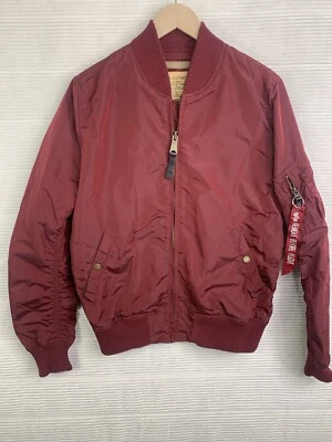 Alpha Industries Men’s Dark Red Maroon Bomber Jacket Size M - Image 1 of 4