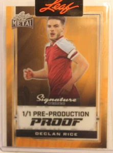 Declan Rice 2024 Leaf Signature Series Metal TRANSPARENT ORANGE 1/1 Proof - Imagen 1 de 4