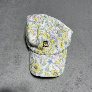 Teddy Fresh Terry Cloth Hat Adjustable Strap Ball Cap White Floral Bear - Picture 1 of 5