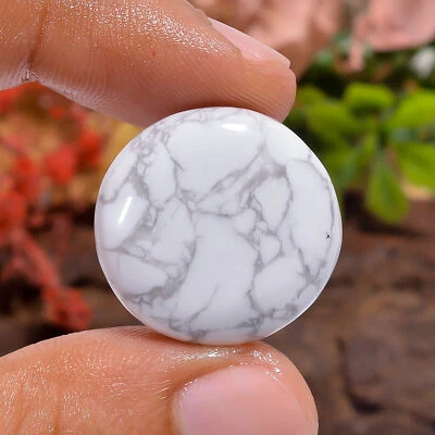 28 Ct. Natural Round Howlite Cabochon Loose Gemstone Pendant Making 21X21X5 mm - Image 1 of 4
