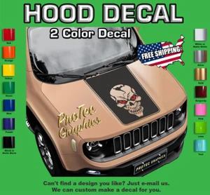 Hood Decal Fits Jeep Renegade Blackout (Skull) Ren-61 - Picture 1 of 4