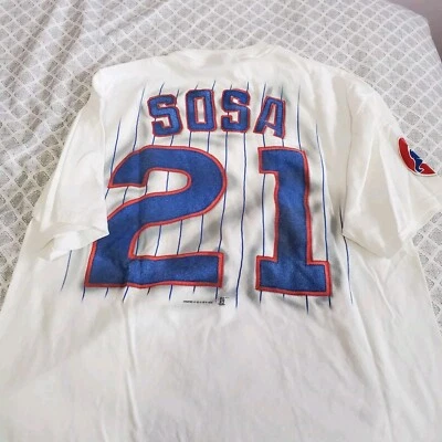 Camisa grande de arranque Sammy Sosa Chicago Cubs MLB 1998 21 delantera y trasera  Foto 1 de 4
