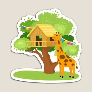 Kawaii Giraffe and a tree house Vinyl Sticker 3x3.2'' Matte Handmade - Picture 1 of 2
