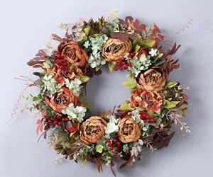 Fall Wreath for Front Door Artificial Peonies Autumn Winter Wreaths for Front... - Picture 1 of 7