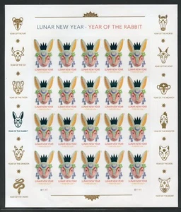 UNITED STATES 2023 YEAR OF THE RABBIT SHEET(20) MINT NH - Picture 1 of 1